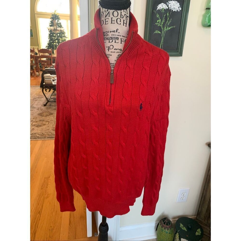 POLO RALPH LAUREN Cotton Cable-Knit Half Zip Sweater